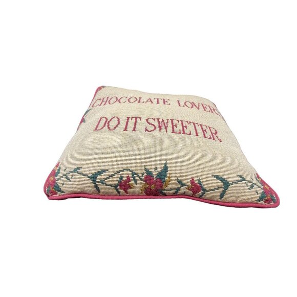 Chocolate Lovers Floral Tapestry Decorative Pillow Cushion 12"x12" Beige & Red - Picture 3 of 15